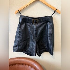 Vintage Black Leather Women's Shorts
